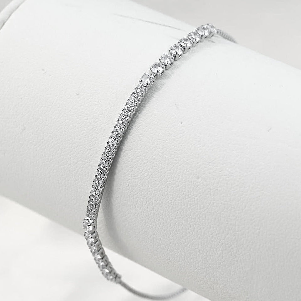 Cross-border explosive jewelry round love electroplating high-grade zircon gold-plated adjustable bracelet wholesale female