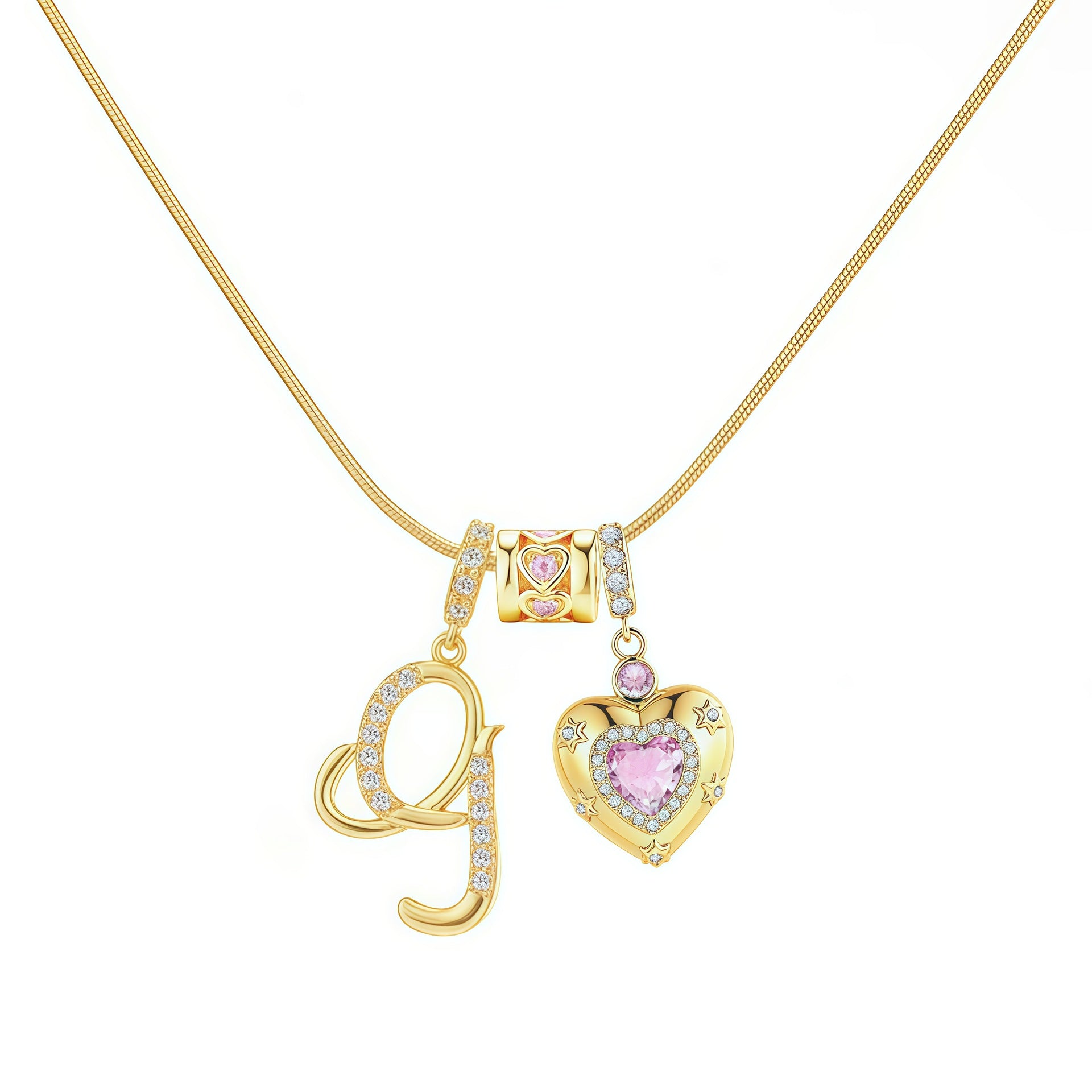 TK explosion Douyin Internet celebrity zircon love letter necklace full set of stainless steel chain high treasure color