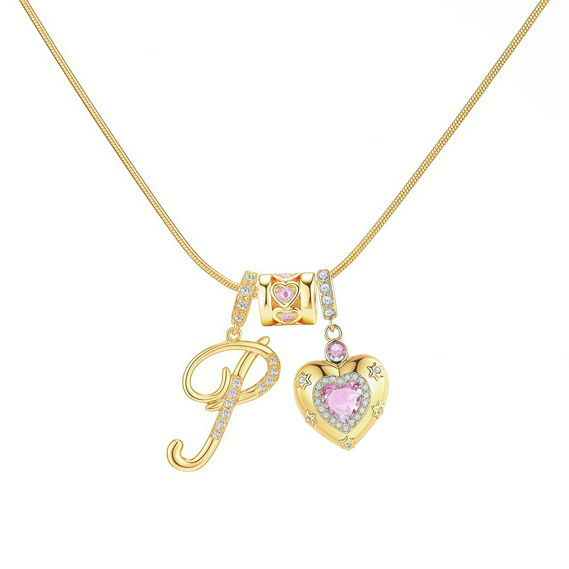 TK explosion Douyin Internet celebrity zircon love letter necklace full set of stainless steel chain high treasure color