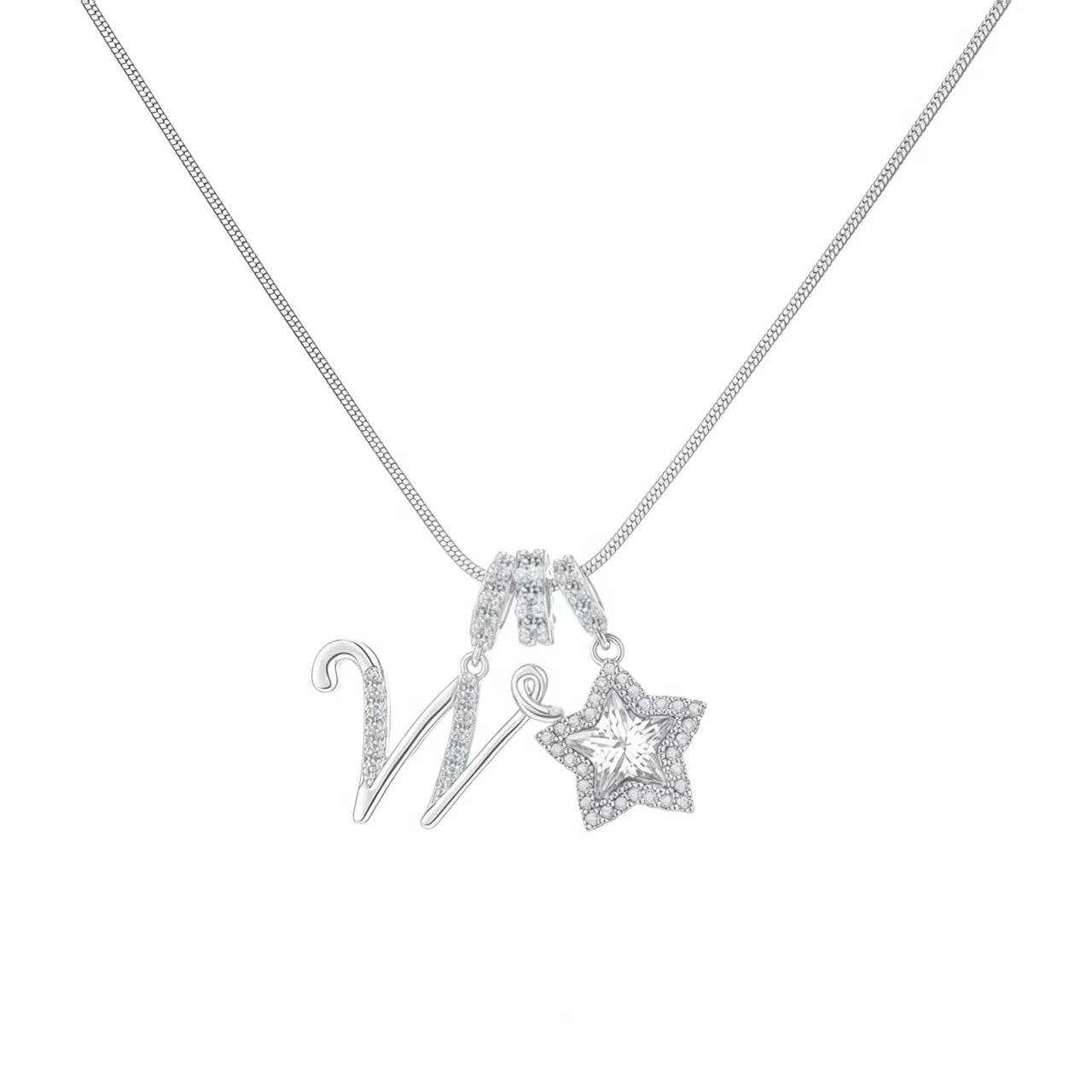 Douyin Explosive Dopamine 26 English Alphabet Snowflake Necklace Niche Premium Amazon Pinyin Jewelry Necklace
