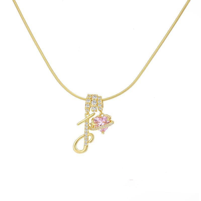Cross-border explosion dopamine letter necklace alloy material stainless steel chain color retention high letter necklace full set