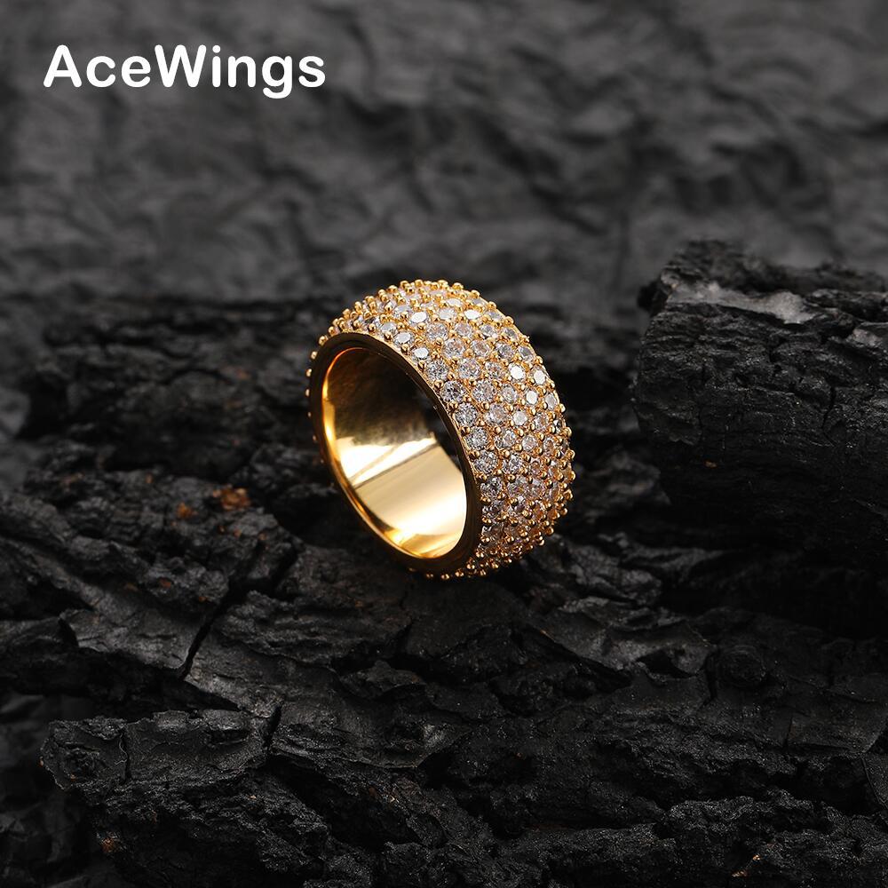 European and American hip-hop ring zircon 11mm retro round full zirconium shiny simple personalized men's ring copper ring