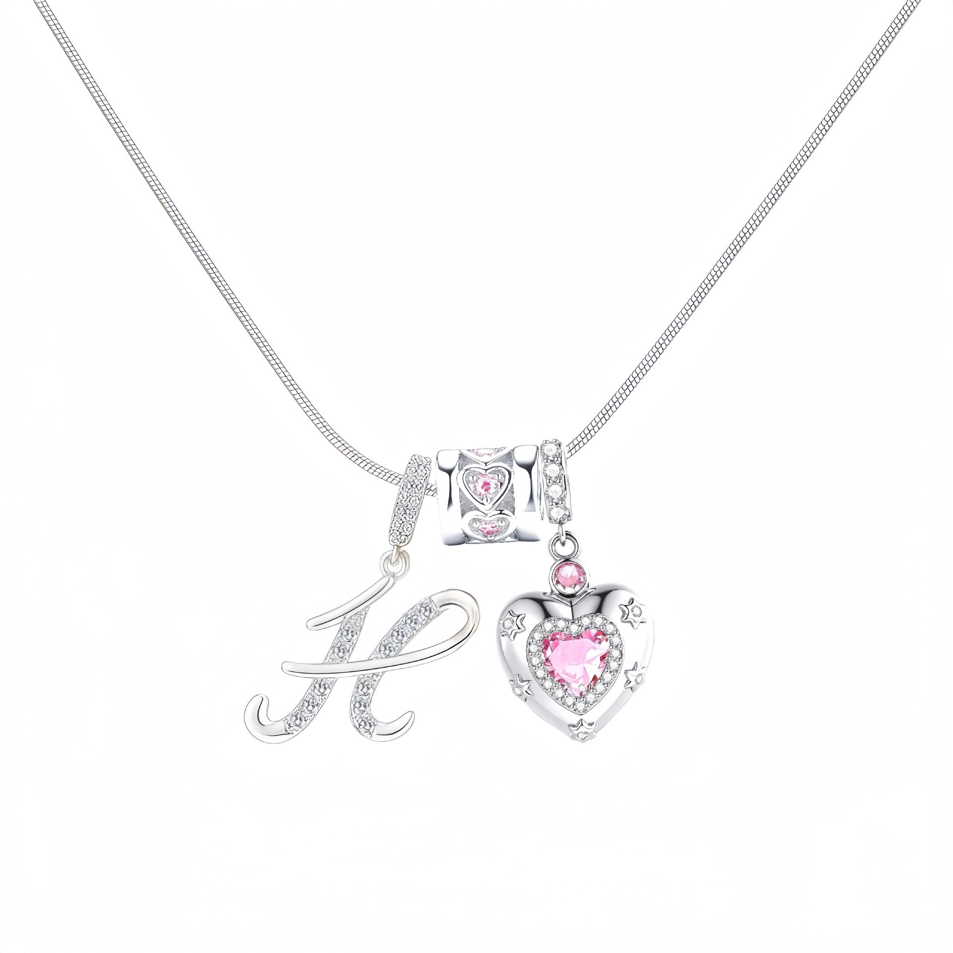 TK explosion Douyin Internet celebrity zircon love letter necklace full set of stainless steel chain high treasure color
