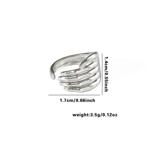 Fishtail high-end titanium steel ring fashion personality niche cross-border new palm plaid love non-fading ring