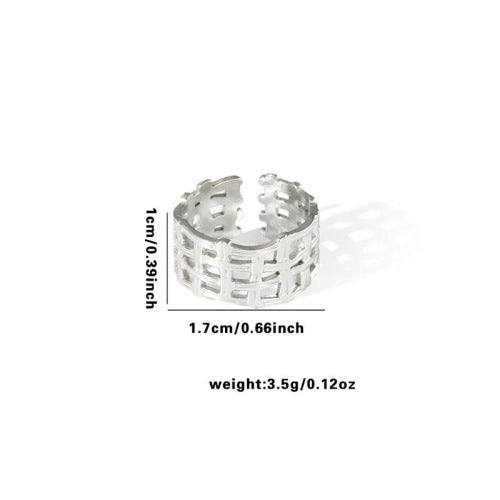 Fishtail high-end titanium steel ring fashion personality niche cross-border new palm plaid love non-fading ring