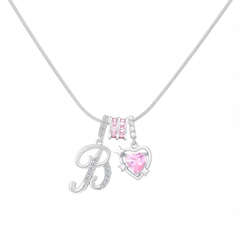 Cross-border explosion wish-love zircon English alphabet necklace series ins girlfriend gift