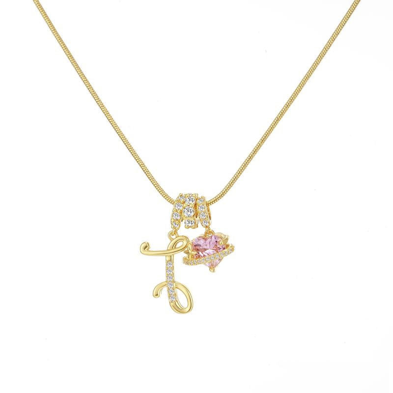 Cross-border explosion dopamine letter necklace alloy material stainless steel chain color retention high letter necklace full set