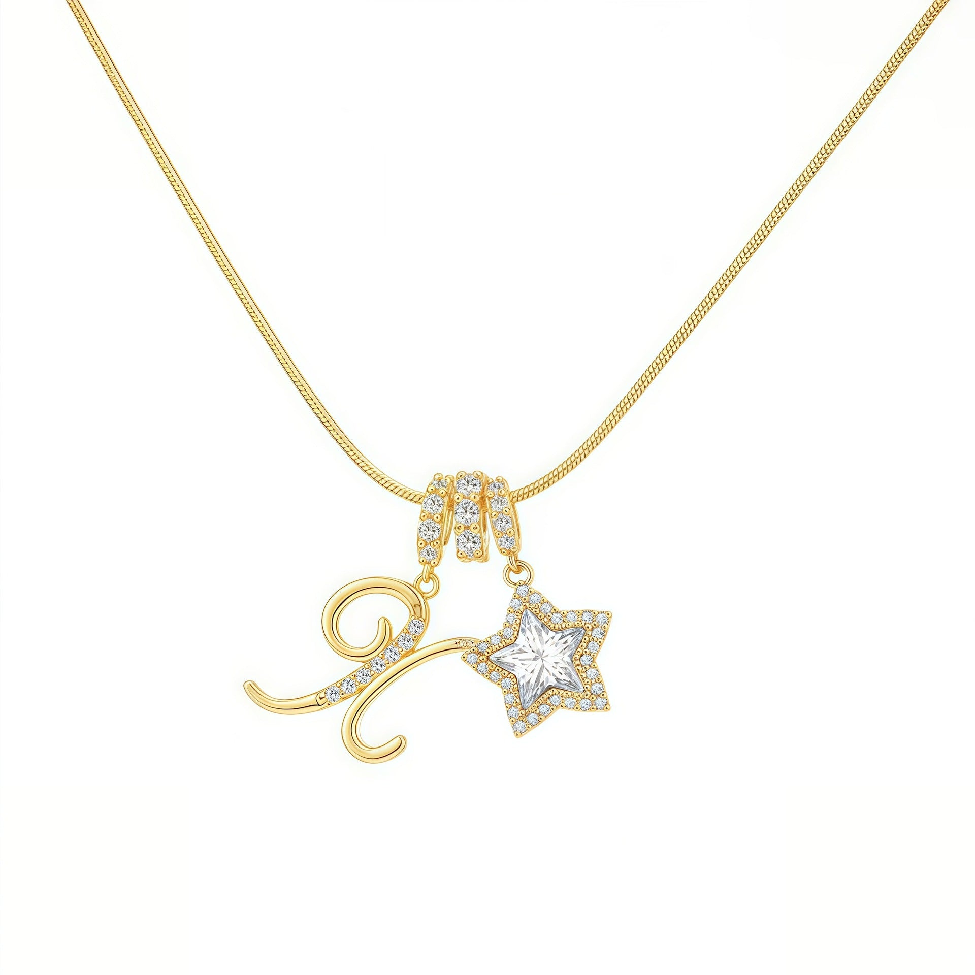 Douyin Explosive Dopamine 26 English Alphabet Snowflake Necklace Niche Premium Amazon Pinyin Jewelry Necklace