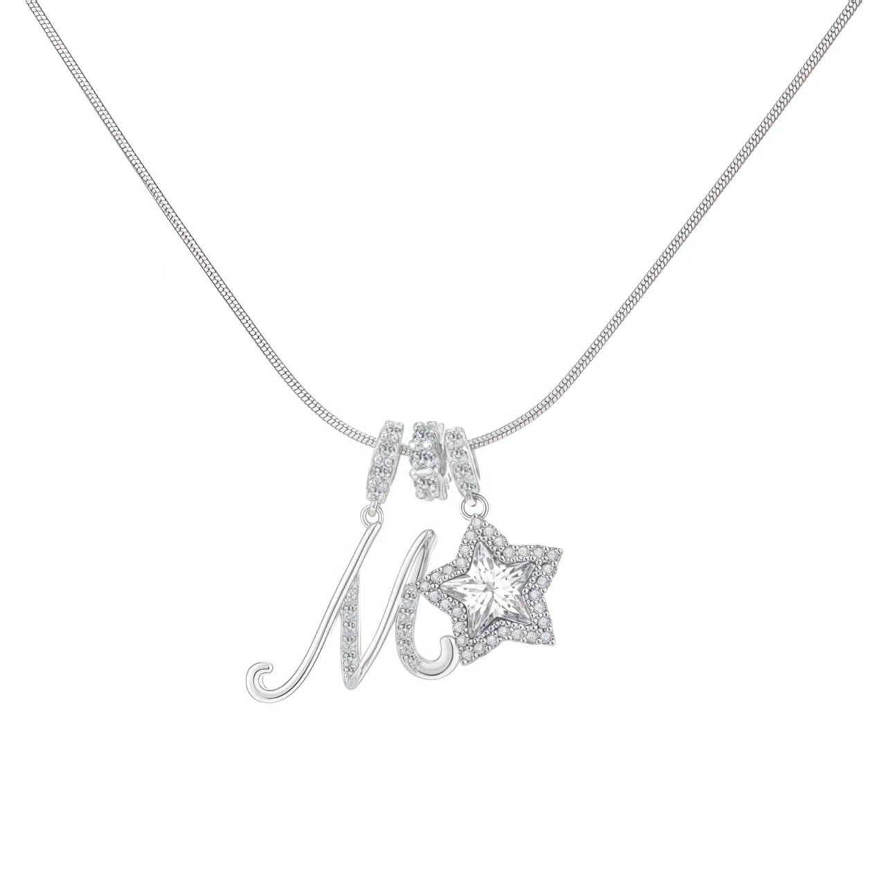 Douyin Explosive Dopamine 26 English Alphabet Snowflake Necklace Niche Premium Amazon Pinyin Jewelry Necklace