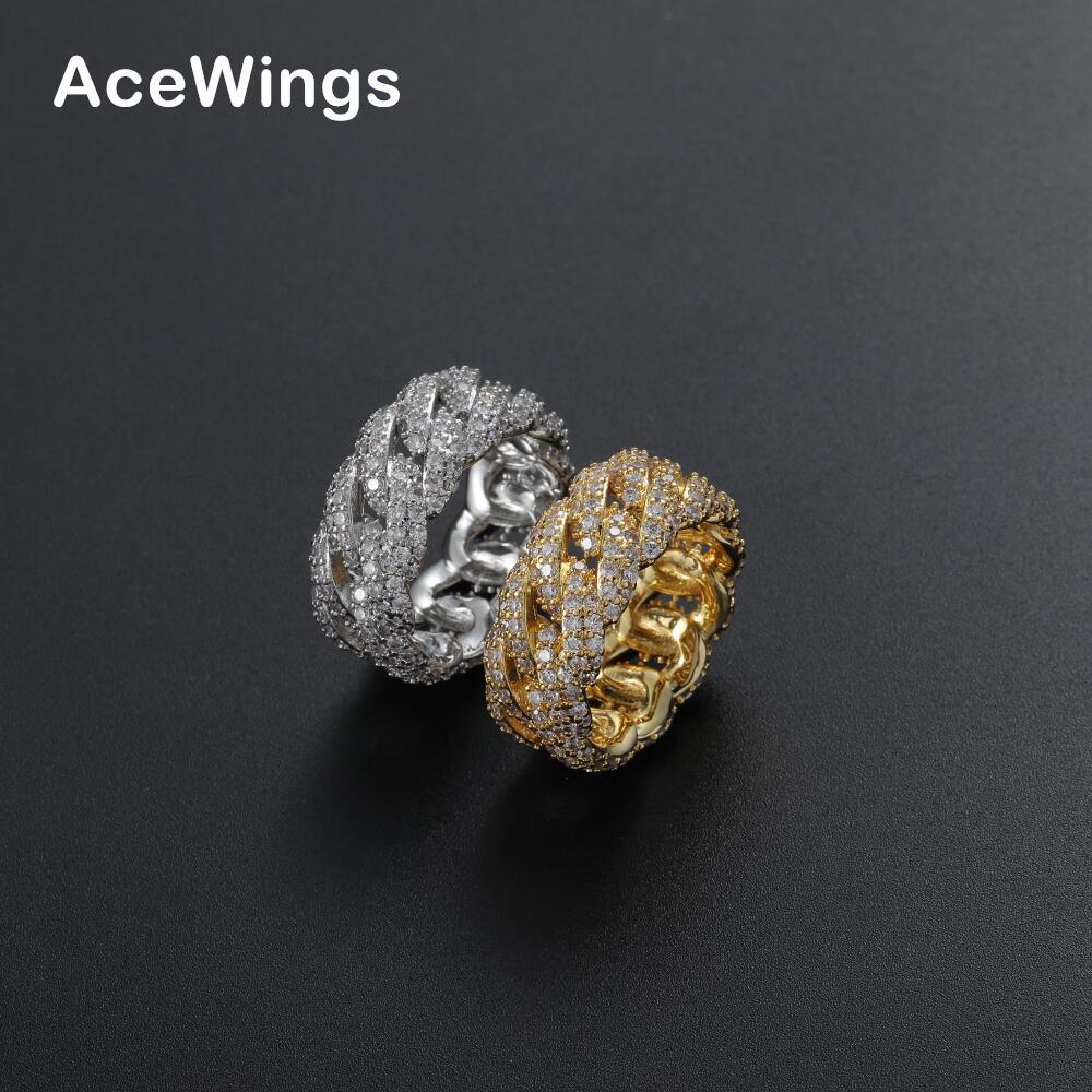 European and American hip hop Cuban ring men, cross-border full of zirconium personality women couple ring hiphop Cuban ring