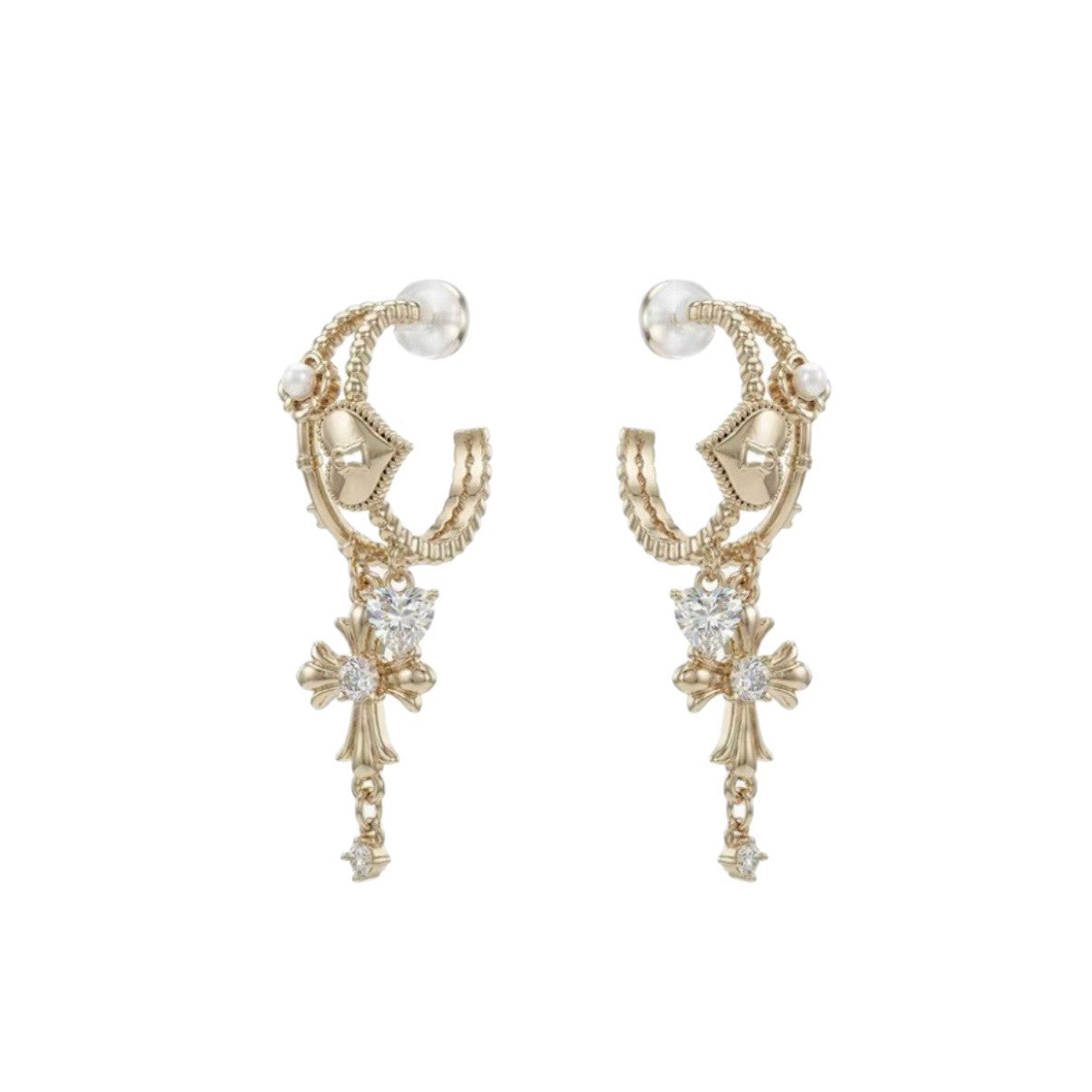 Love lock cylinder series, double-layer earrings, high-end light luxury earrings, niche design earrings, women