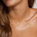 Amazon popular 26 English letter necklaces A-Z stainless steel letter box chain plated 18K gold women's pendant