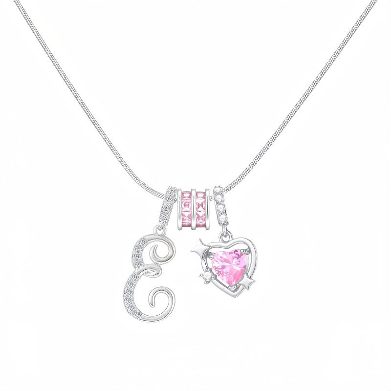 Cross-border explosion wish-love zircon English alphabet necklace series ins girlfriend gift