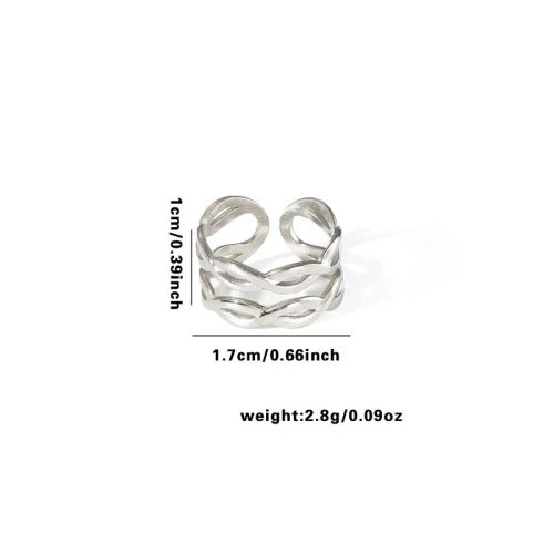 Fishtail high-end titanium steel ring fashion personality niche cross-border new palm plaid love non-fading ring