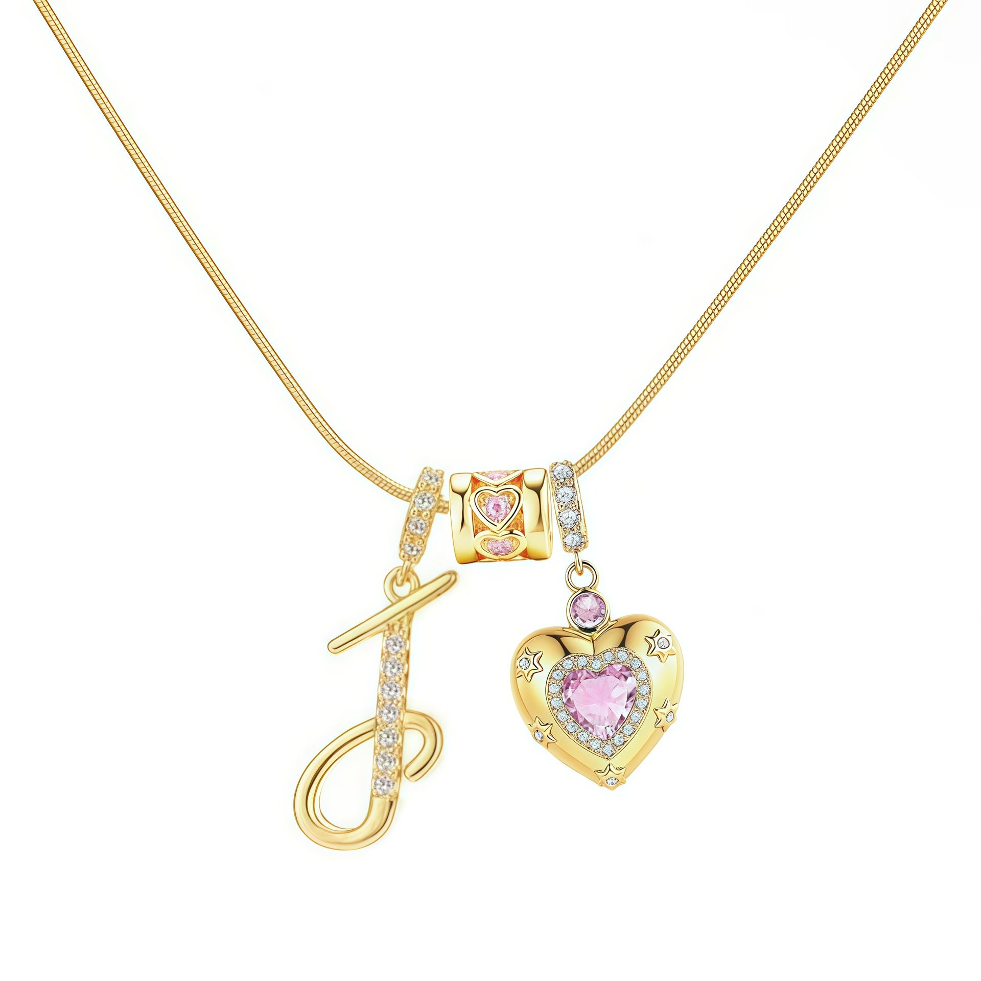 TK explosion Douyin Internet celebrity zircon love letter necklace full set of stainless steel chain high treasure color