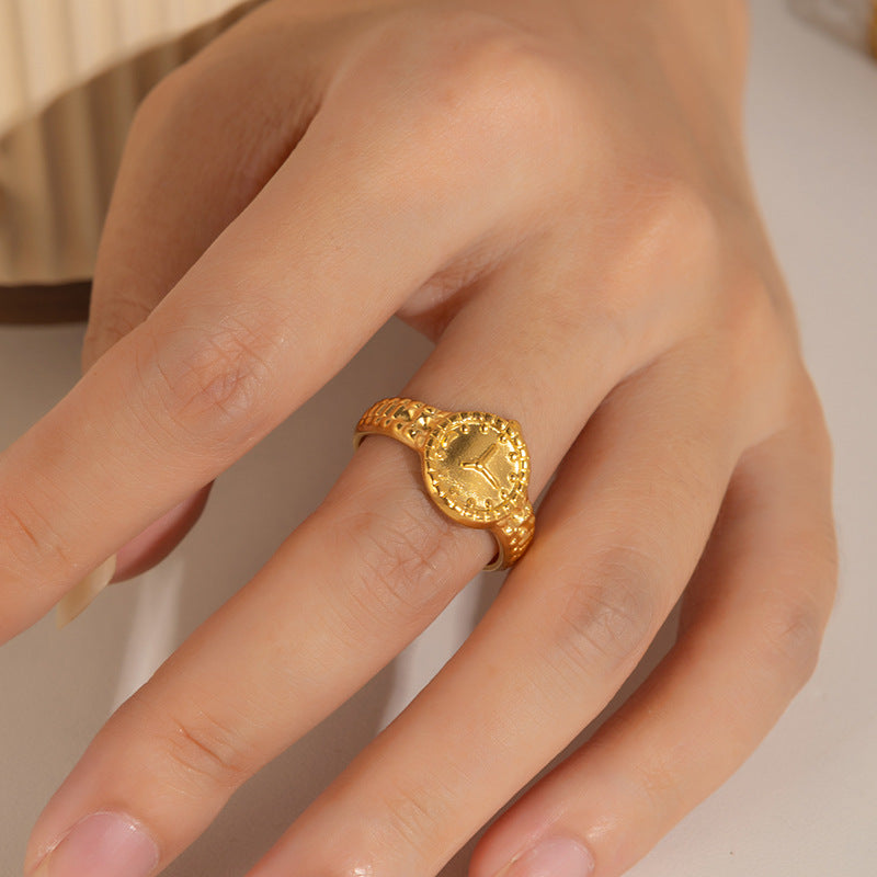 European and American fashion ins style simple titanium steel ring 18k gold-plated irregular geometric stainless steel women's jewelry hot-selling