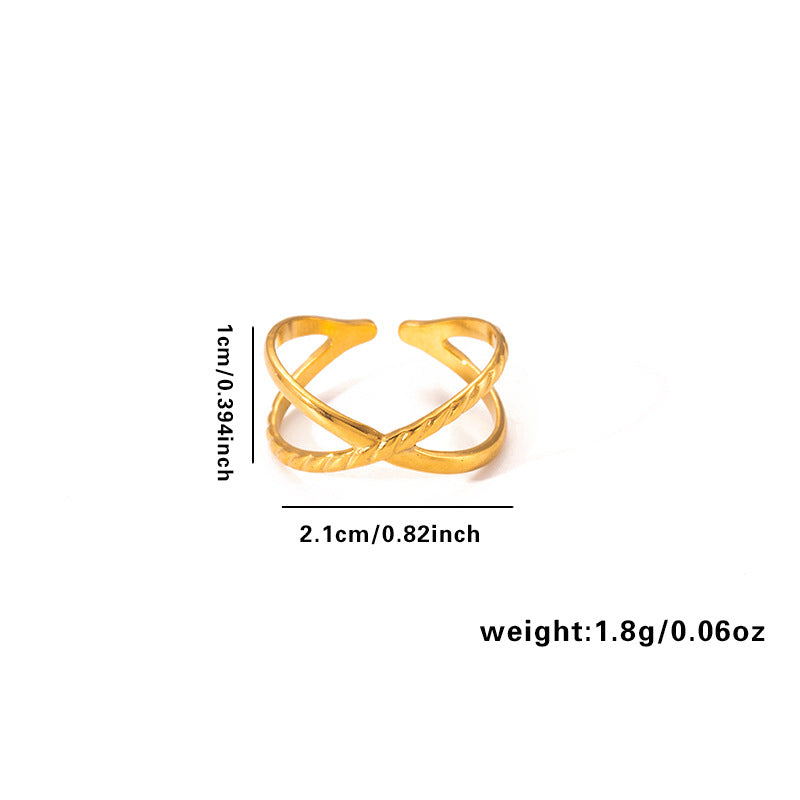 European and American fashion ins style simple titanium steel ring 18k gold-plated irregular geometric stainless steel women's jewelry hot-selling