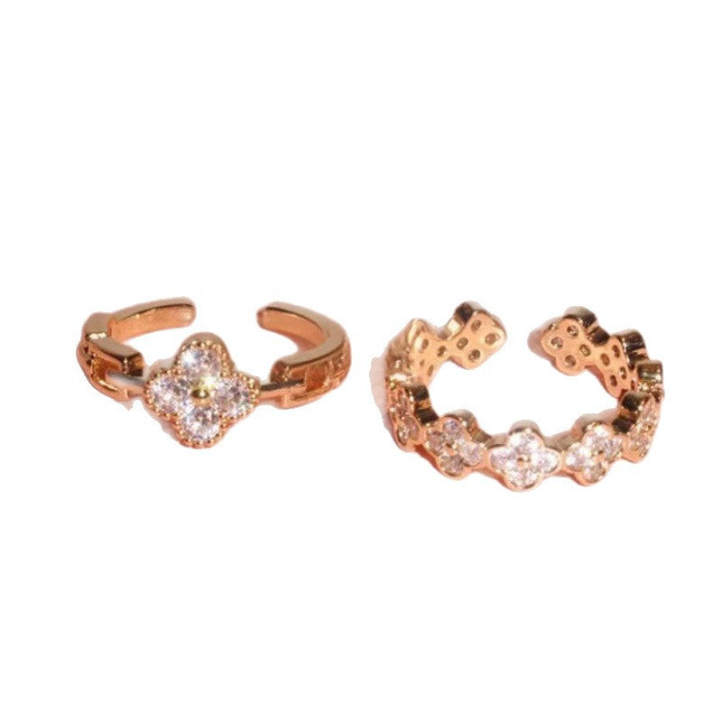 Douyin popular Internet celebrity with the same iris light rhyme~ Qianjin texture European and American ring set