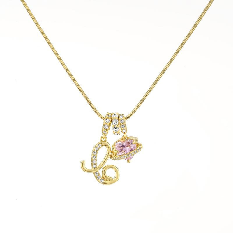 Cross-border explosion dopamine letter necklace alloy material stainless steel chain color retention high letter necklace full set