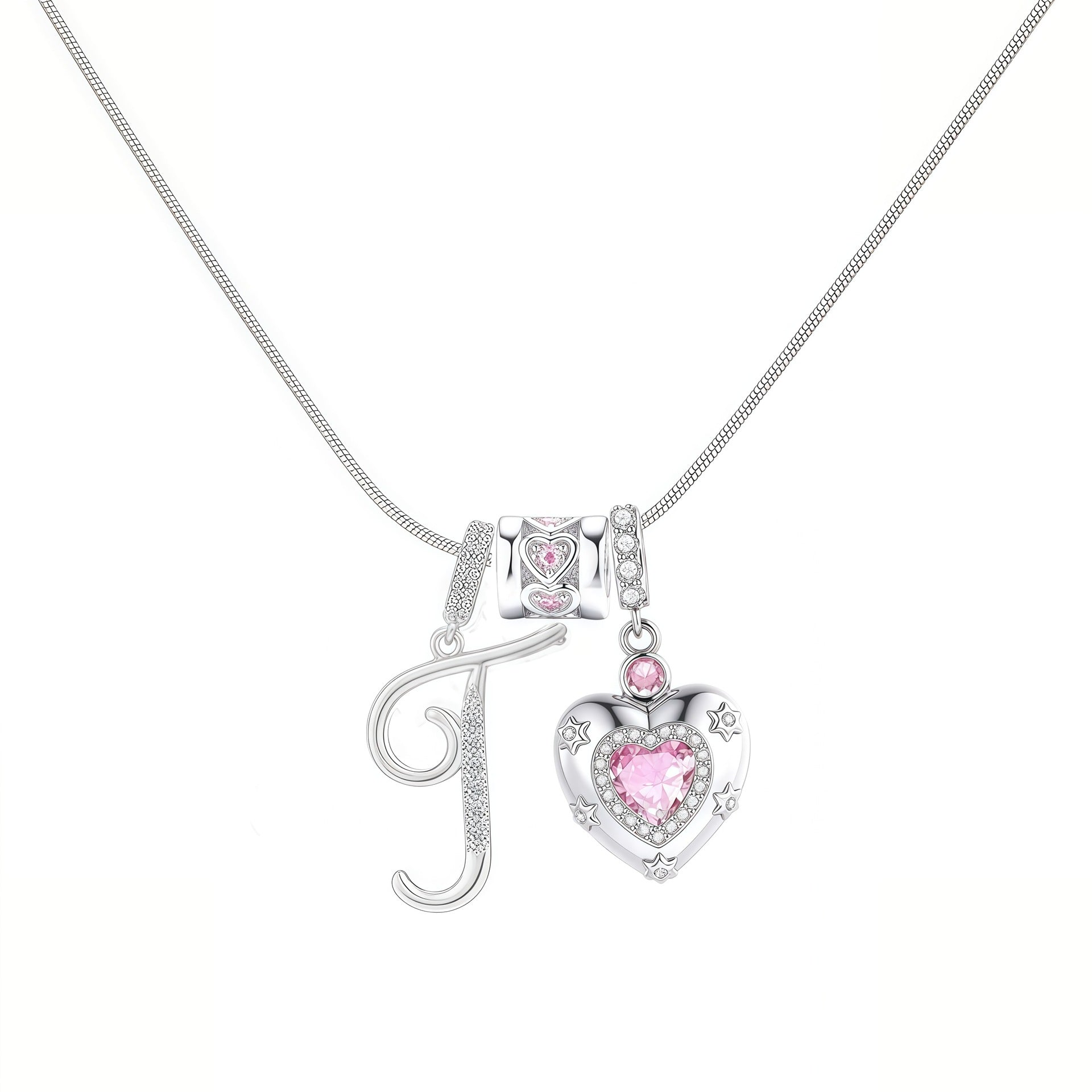 TK explosion Douyin Internet celebrity zircon love letter necklace full set of stainless steel chain high treasure color