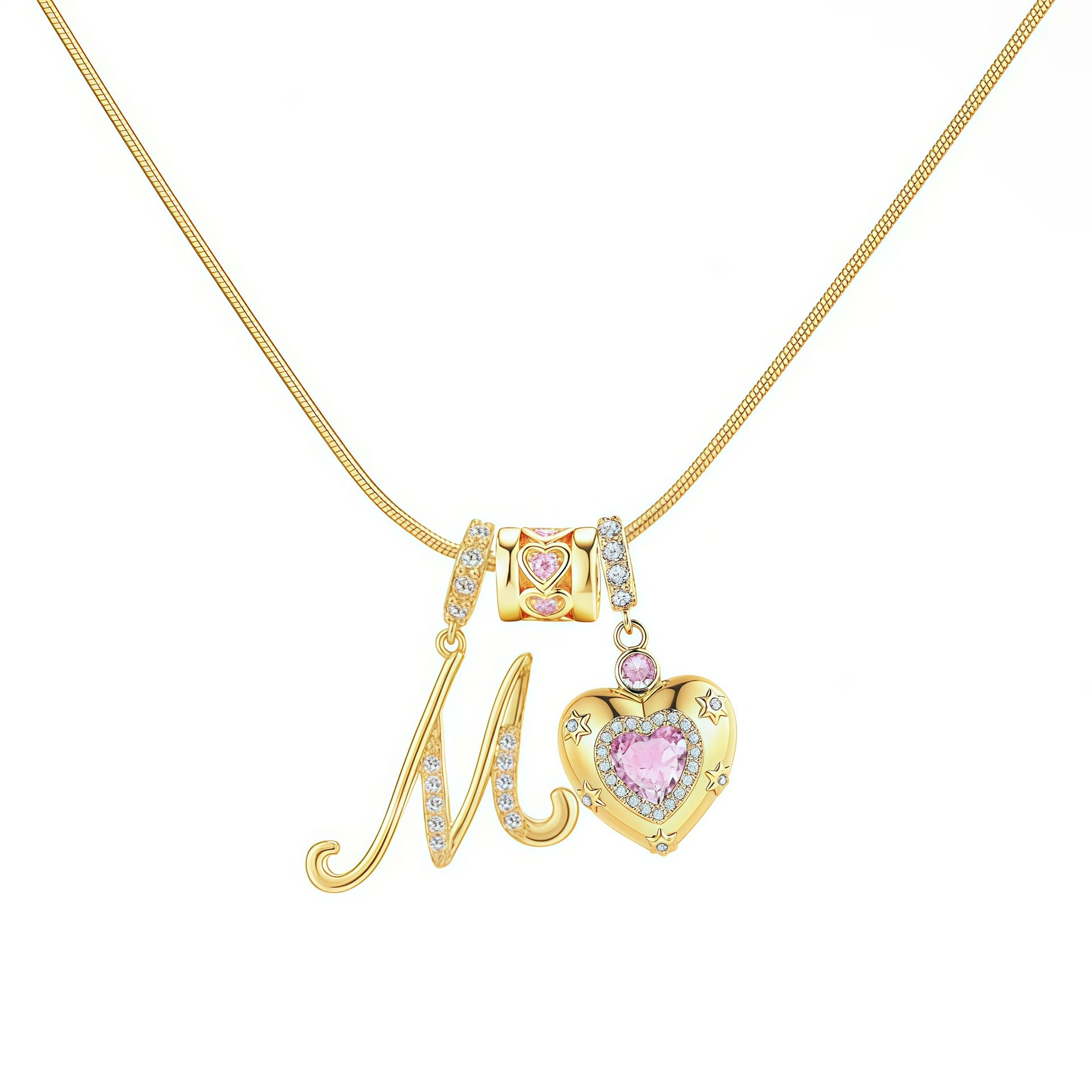 TK explosion Douyin Internet celebrity zircon love letter necklace full set of stainless steel chain high treasure color