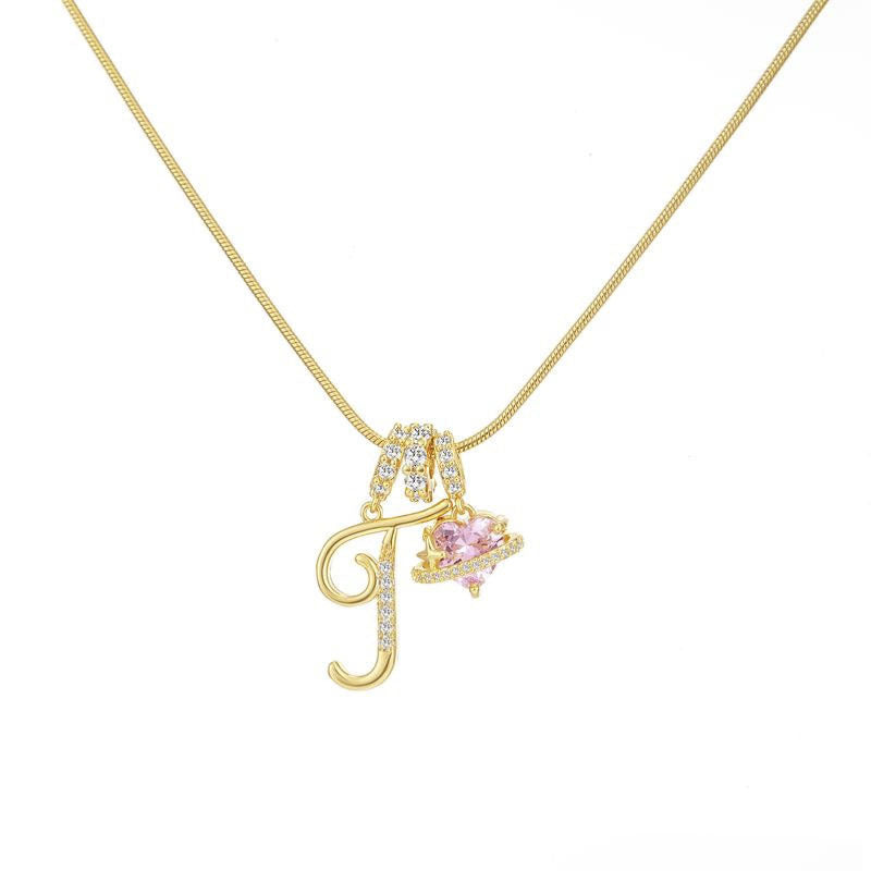 Cross-border explosion dopamine letter necklace alloy material stainless steel chain color retention high letter necklace full set
