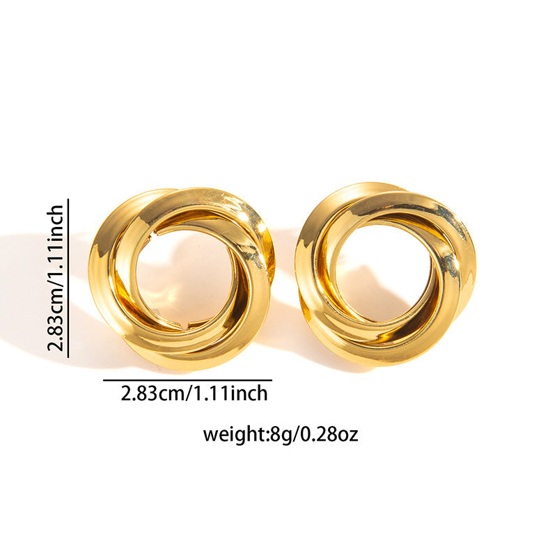 European and American retro titanium steel round stud earrings fashion niche geometric earrings light luxury high sense love earrings women's wholesale