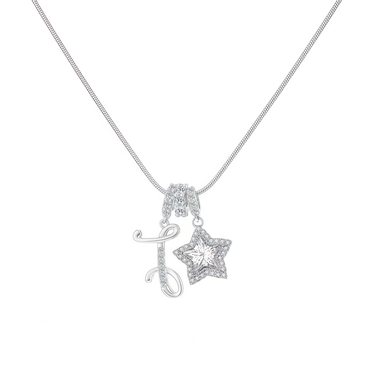 Douyin Explosive Dopamine 26 English Alphabet Snowflake Necklace Niche Premium Amazon Pinyin Jewelry Necklace