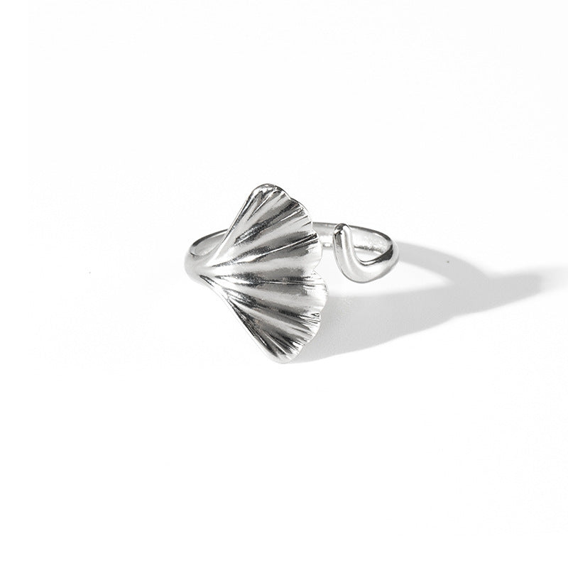 Fishtail high-end titanium steel ring fashion personality niche cross-border new palm plaid love non-fading ring