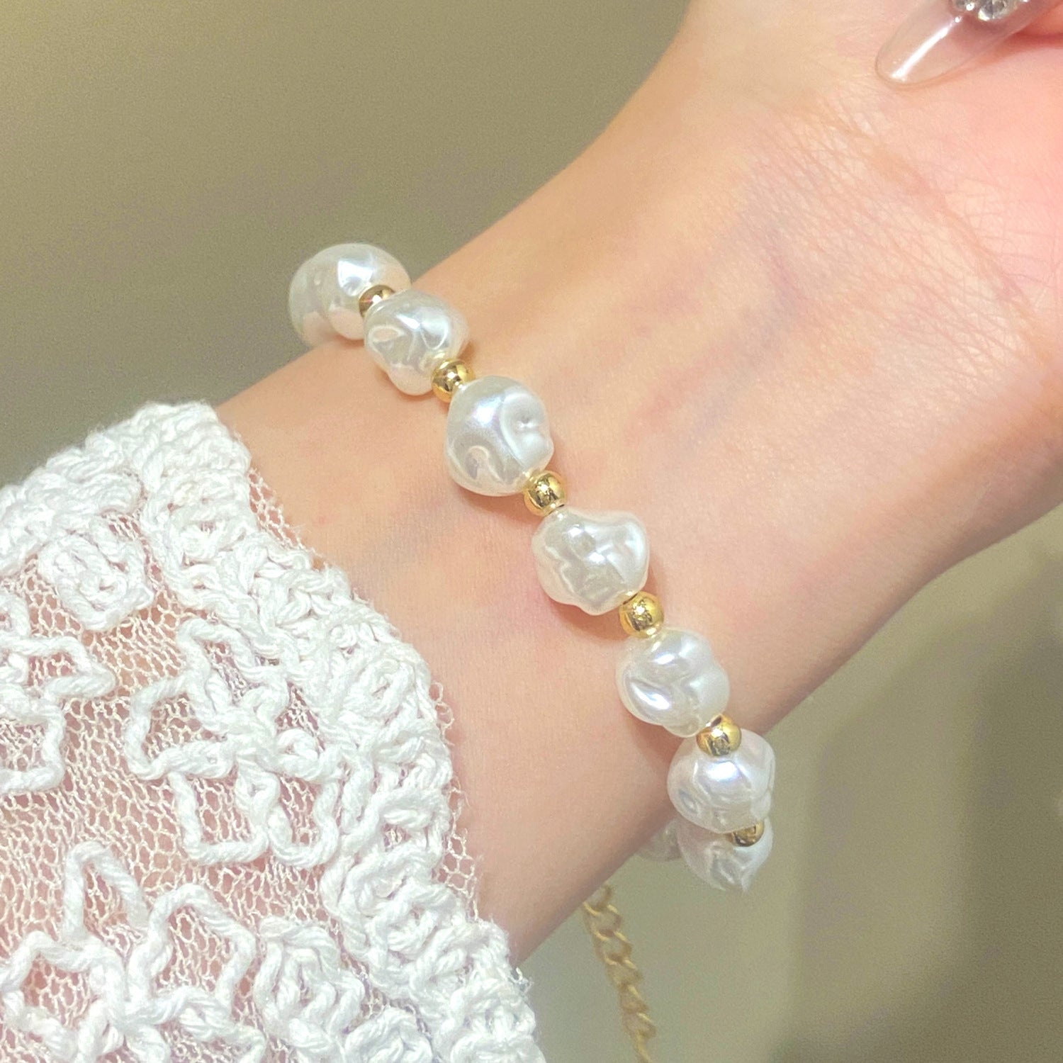 European and American cross-border baroque special-shaped pearl set jewelry women's high-end necklace earrings ring bracelet collar