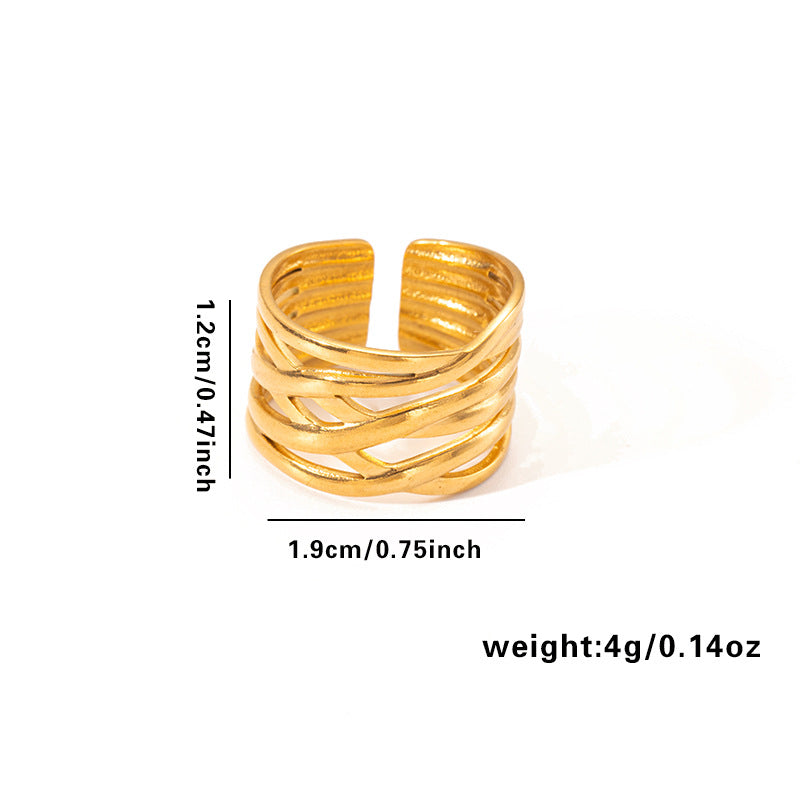 European and American fashion ins style simple titanium steel ring 18k gold-plated irregular geometric stainless steel women's jewelry hot-selling