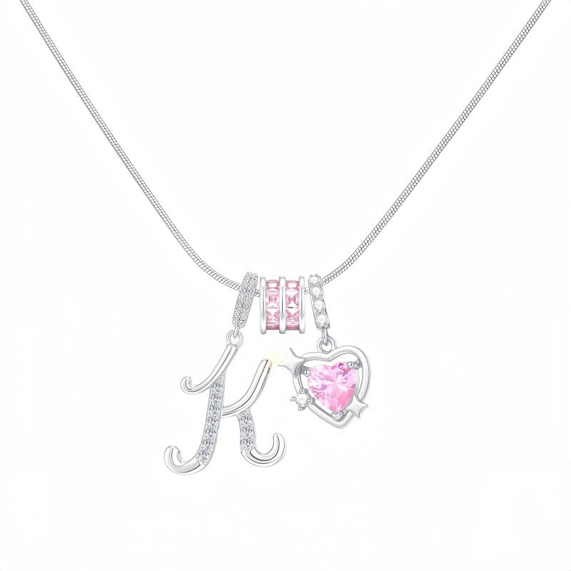 Cross-border explosion wish-love zircon English alphabet necklace series ins girlfriend gift
