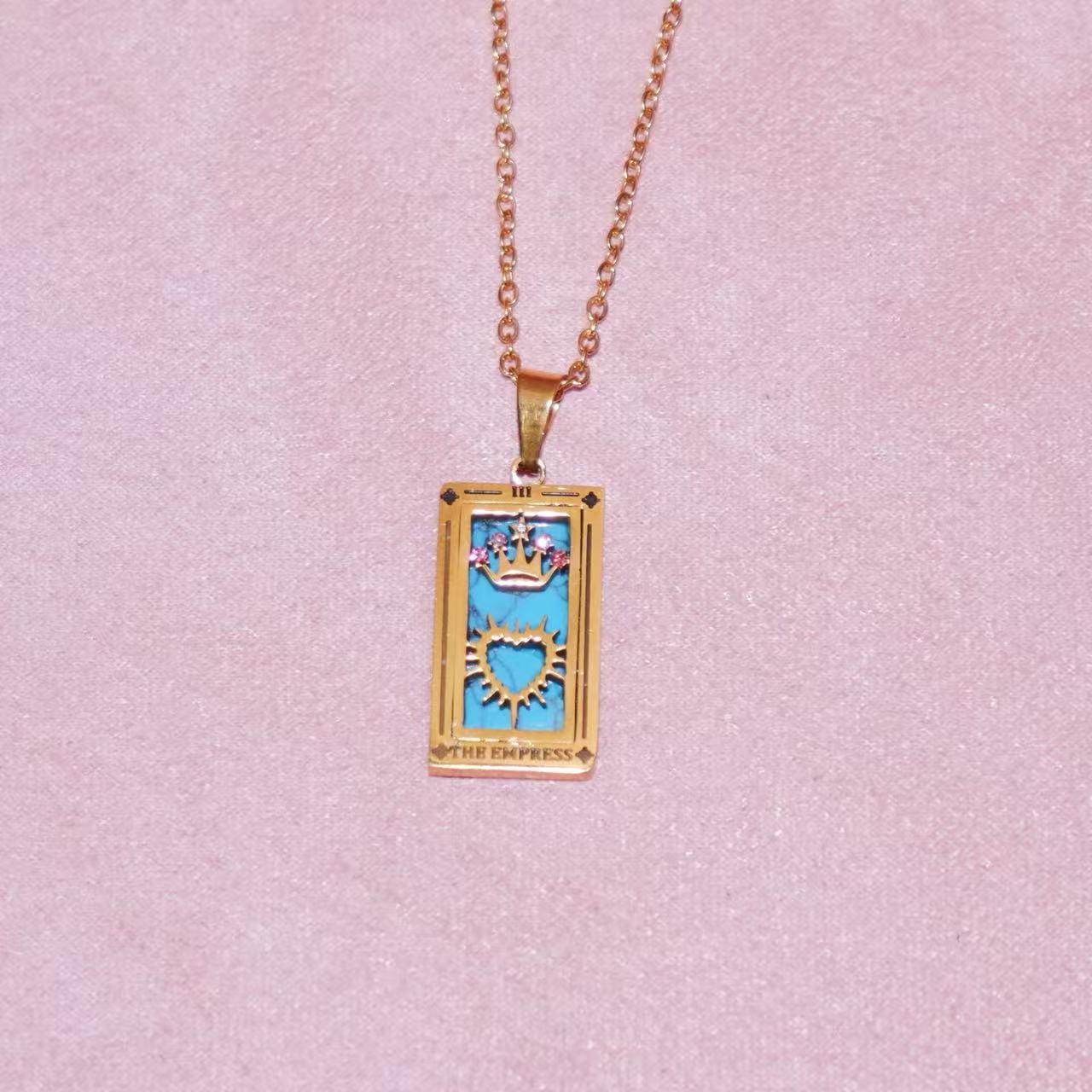 TK popular tarot necklace, stainless steel material does not fade tarot retro pendant necklace