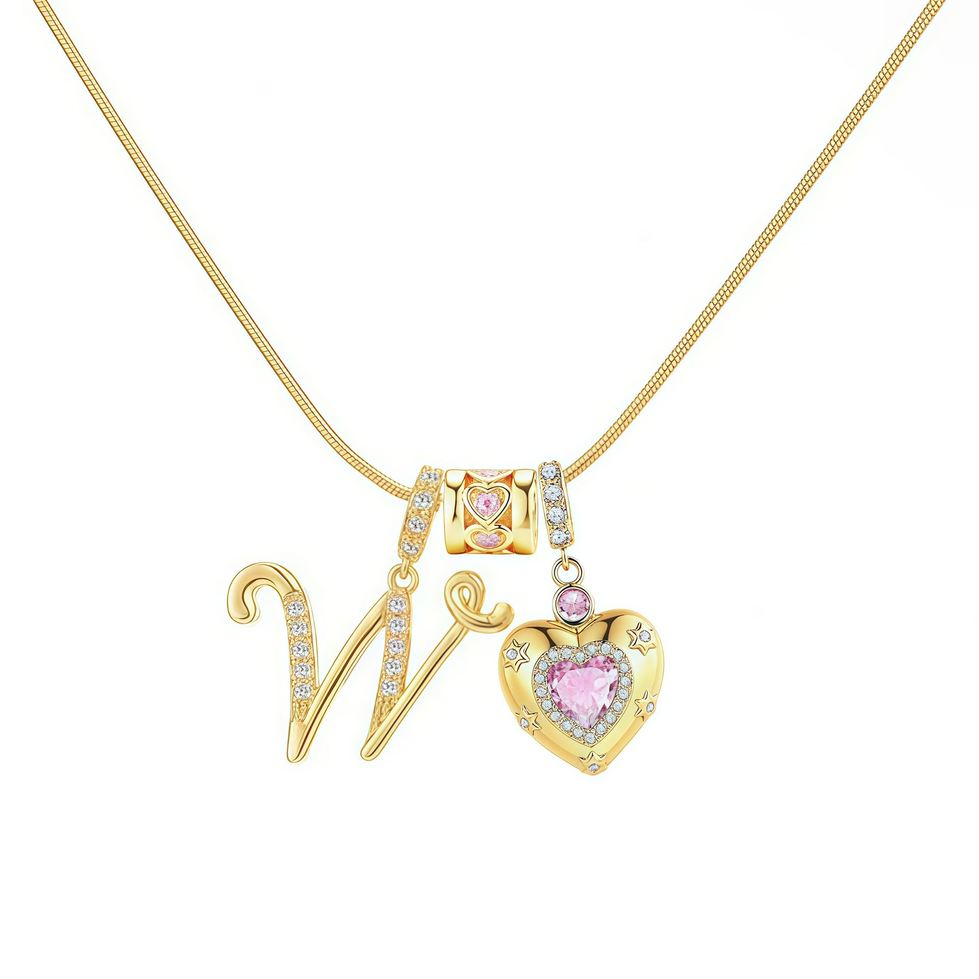 TK explosion Douyin Internet celebrity zircon love letter necklace full set of stainless steel chain high treasure color
