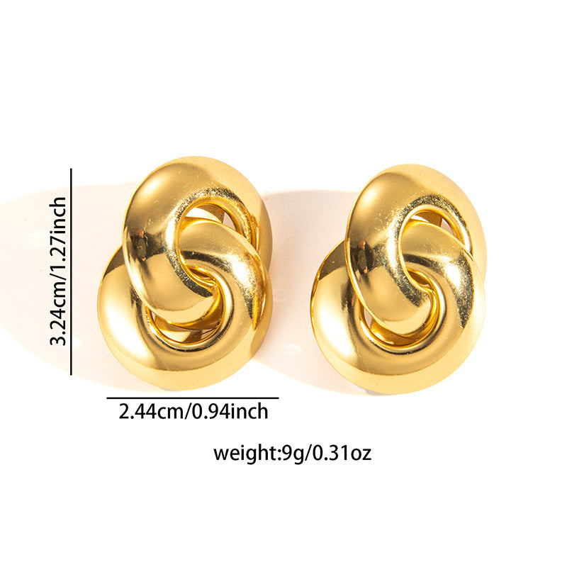 European and American retro titanium steel round stud earrings fashion niche geometric earrings light luxury high sense love earrings women's wholesale