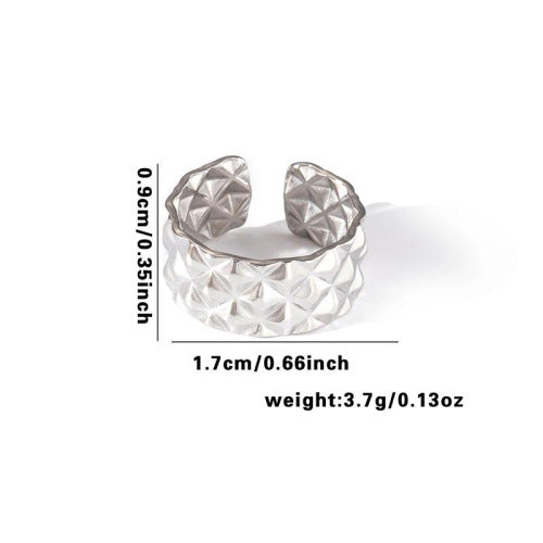Fishtail high-end titanium steel ring fashion personality niche cross-border new palm plaid love non-fading ring