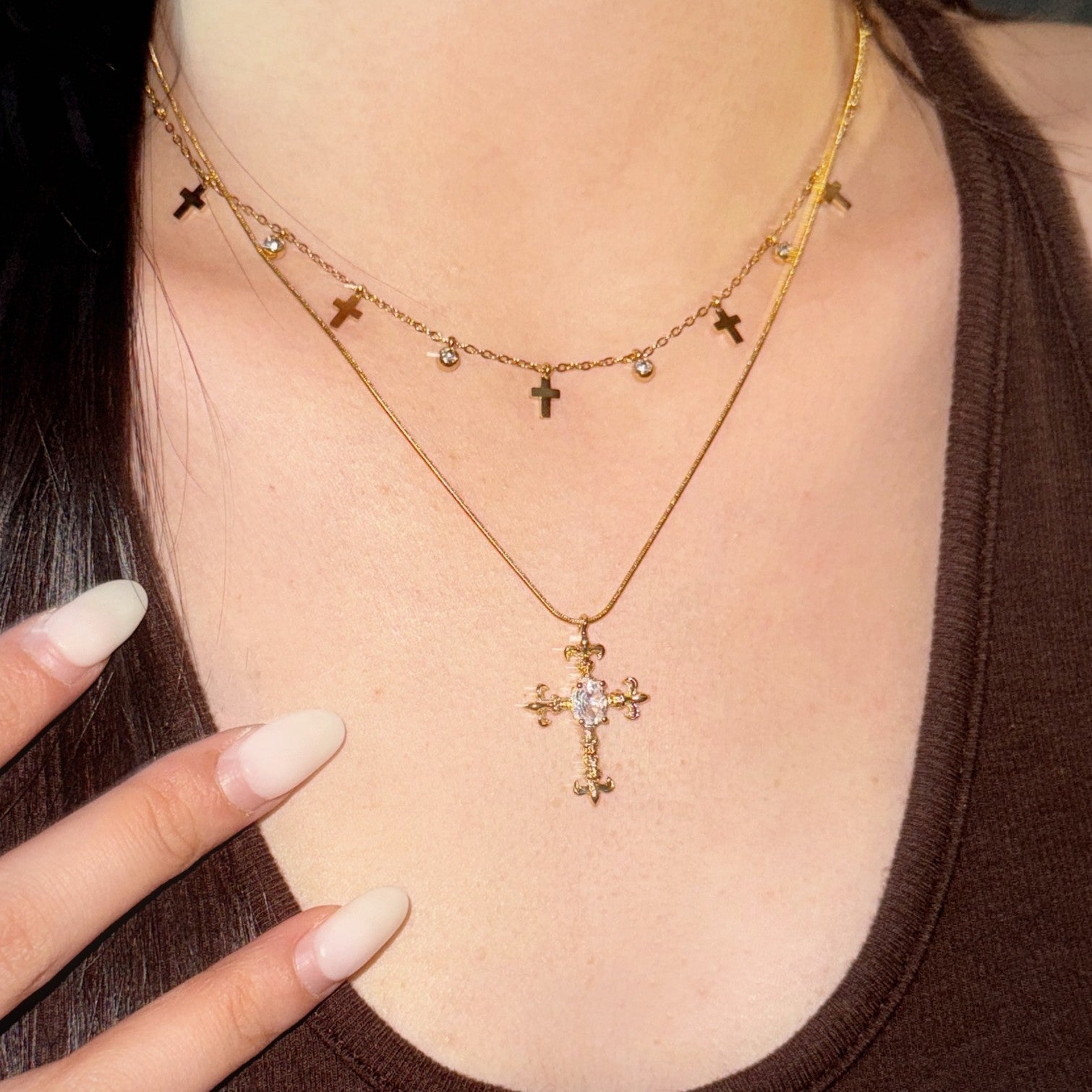 SHEIN cross-border explosion titanium steel waterproof light luxury European and American collarbone chain women
