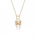 Sphenoid · Symbiosis Series Hollow Bow Pearl Pendant Necklace Light Luxury Clavicle Chain Women's Clavicle Chain Necklace