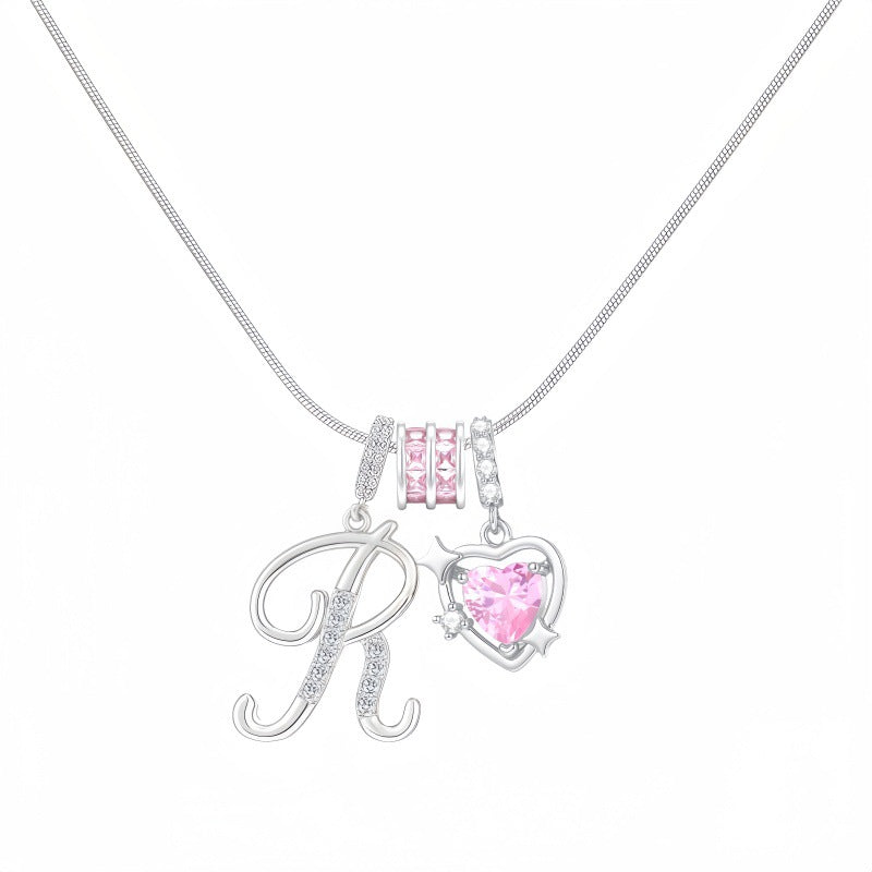 Cross-border explosion wish-love zircon English alphabet necklace series ins girlfriend gift