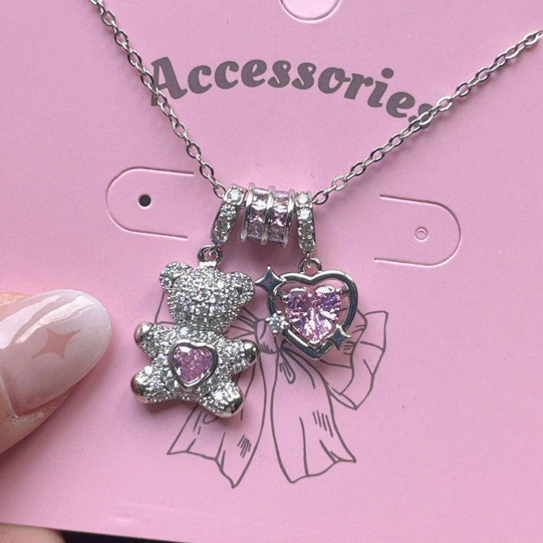 2025 new best-selling sweet bear necklace high color retention super cute super flash