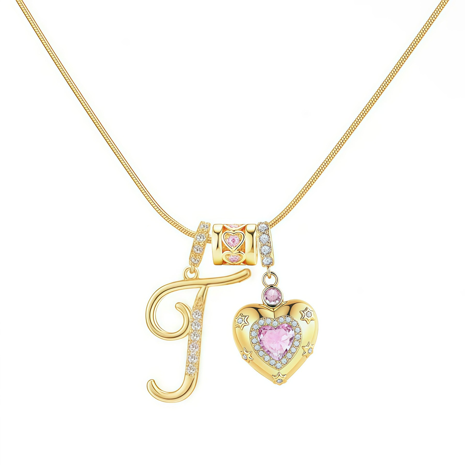 TK explosion Douyin Internet celebrity zircon love letter necklace full set of stainless steel chain high treasure color