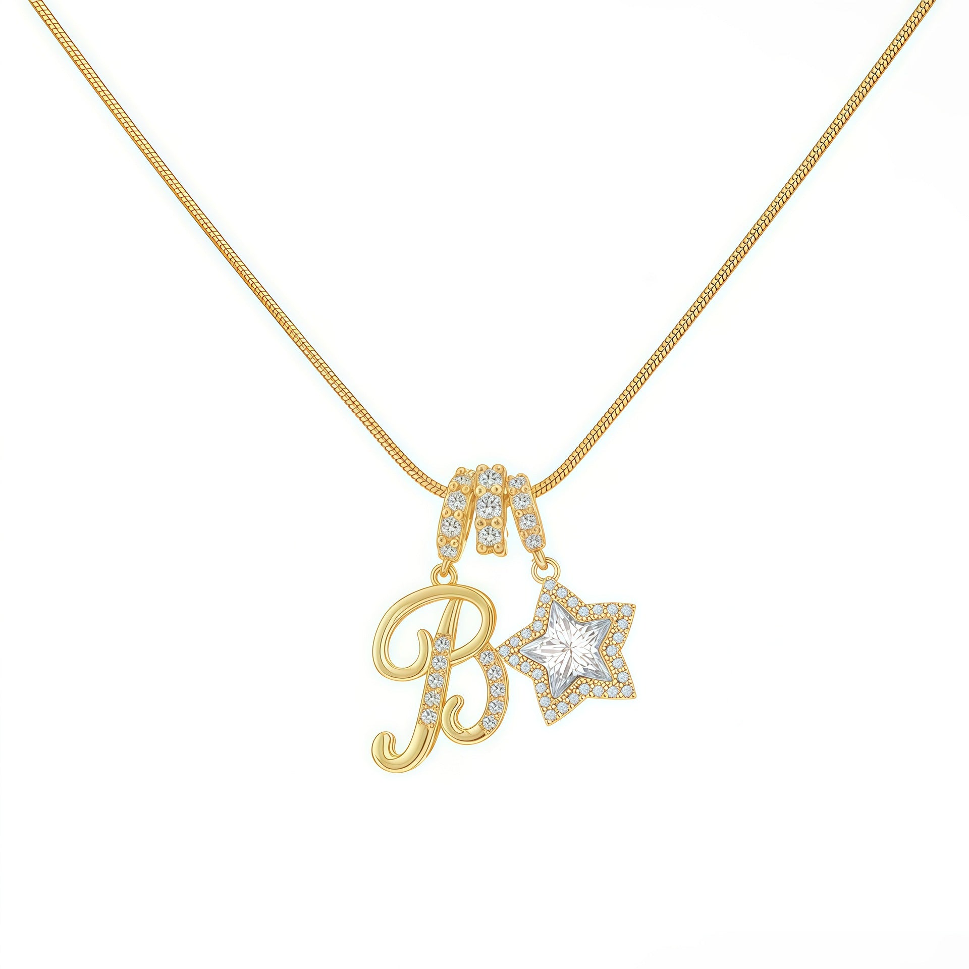 Douyin Explosive Dopamine 26 English Alphabet Snowflake Necklace Niche Premium Amazon Pinyin Jewelry Necklace