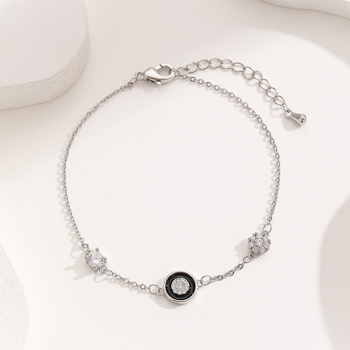 Cross-border explosive jewelry round love electroplating high-grade zircon gold-plated adjustable bracelet wholesale female