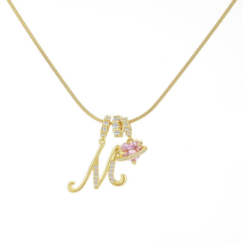 Cross-border explosion dopamine letter necklace alloy material stainless steel chain color retention high letter necklace full set