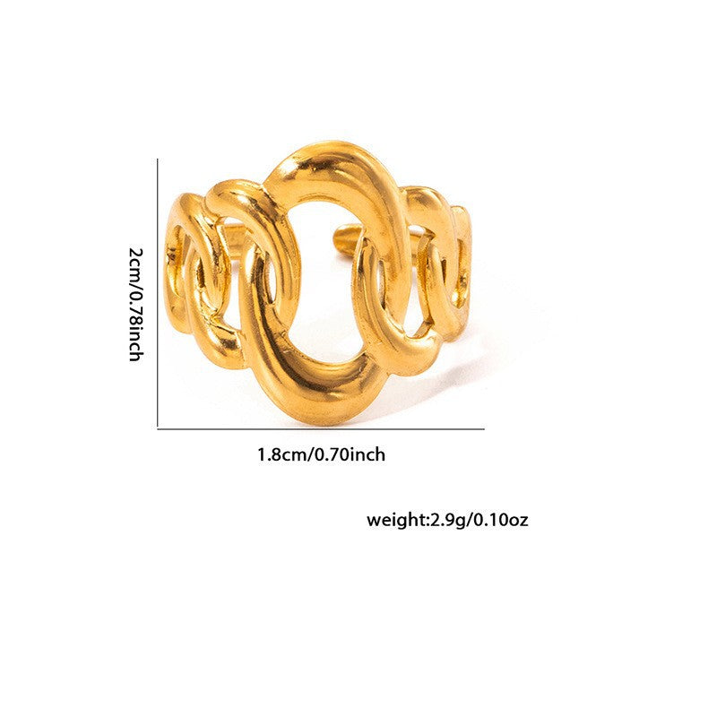 European and American fashion ins style simple titanium steel ring 18k gold-plated irregular geometric stainless steel women's jewelry hot-selling