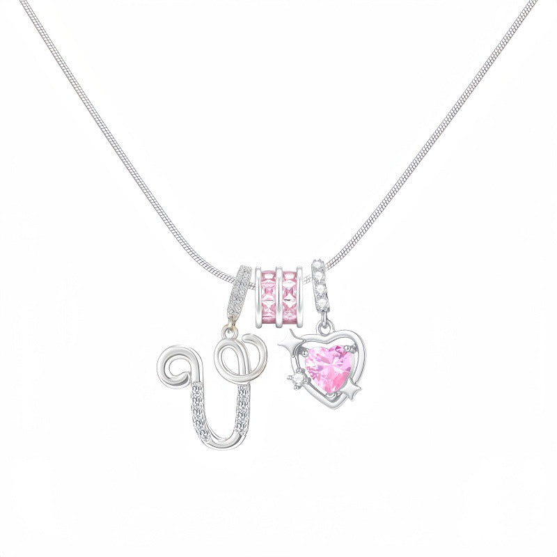 Cross-border explosion wish-love zircon English alphabet necklace series ins girlfriend gift