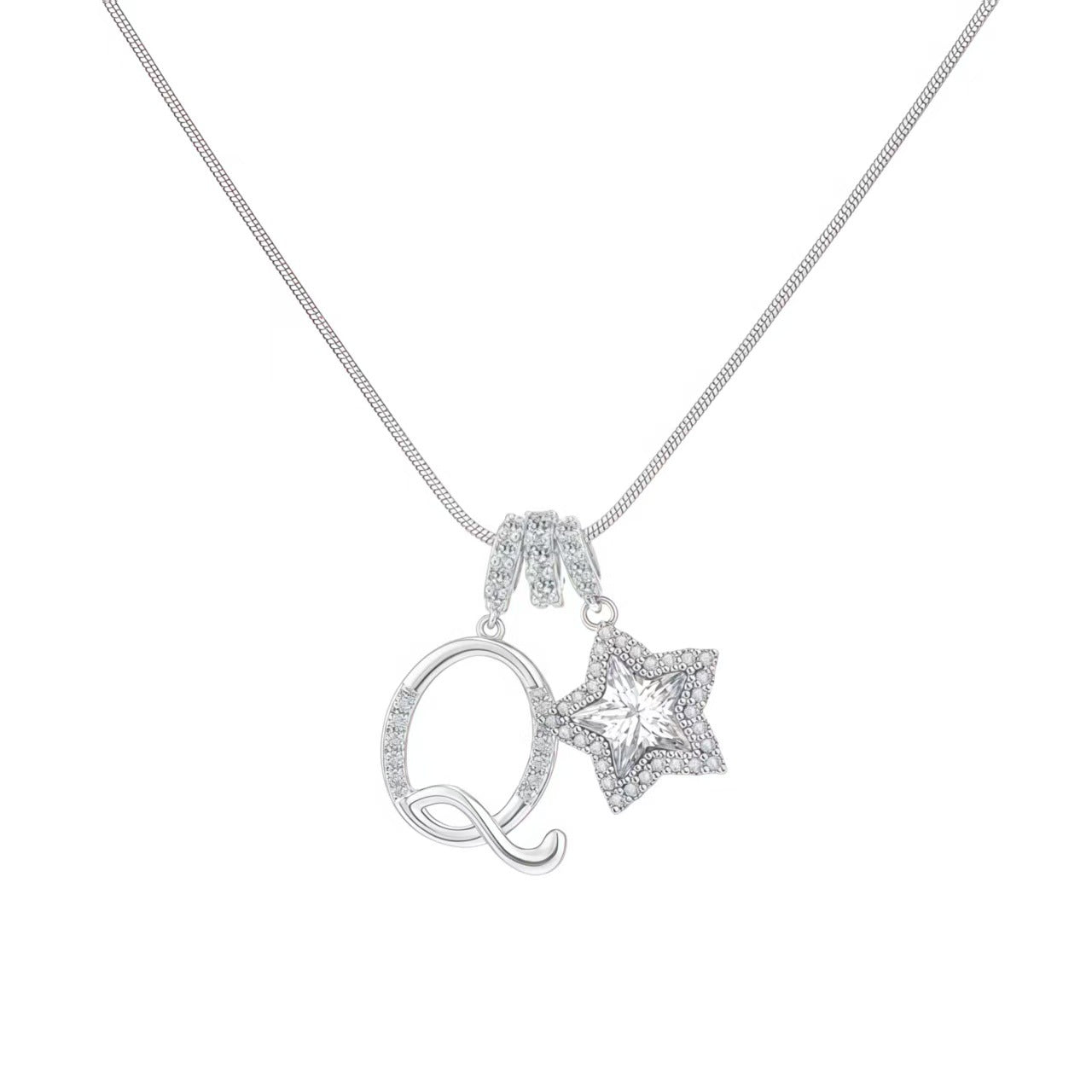 Douyin Explosive Dopamine 26 English Alphabet Snowflake Necklace Niche Premium Amazon Pinyin Jewelry Necklace