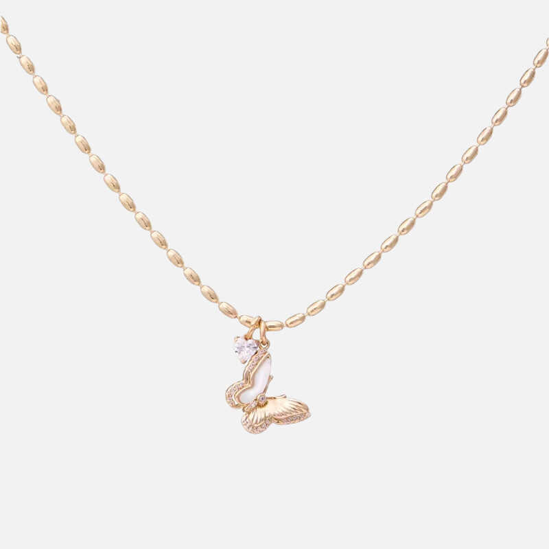 2024 new explosive gold real fritillary butterfly necklace women's retro bracelet women's versatile high-end personality stud earrings