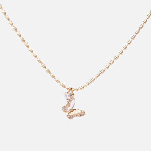 2024 new explosive gold real fritillary butterfly necklace women's retro bracelet women's versatile high-end personality stud earrings