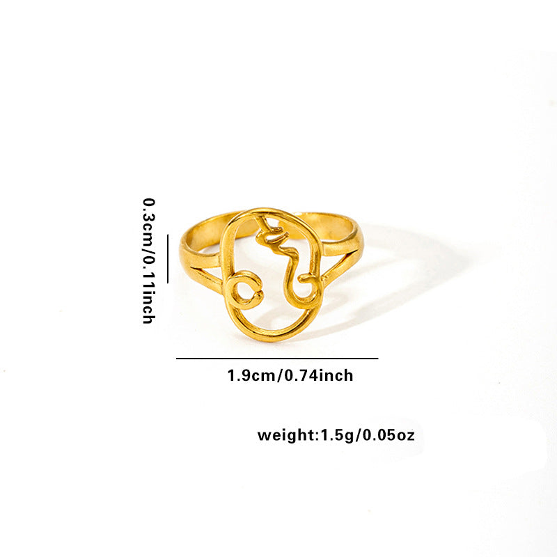European and American fashion ins style simple titanium steel ring 18k gold-plated irregular geometric stainless steel women's jewelry hot-selling